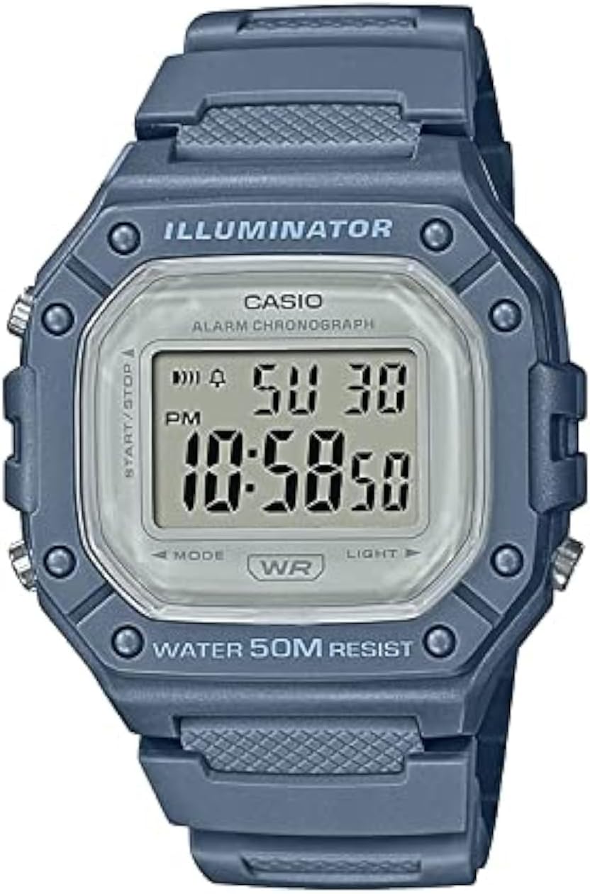 HOTCasio W218H Series | Men’s Digital Watch | 50M WR | 1/100 Second Stopwatch | 100 SEC Chronograph | LED Backlight | Countdown Timer | Daily Alarm | Hourly Time Signal | 7 Year Battery