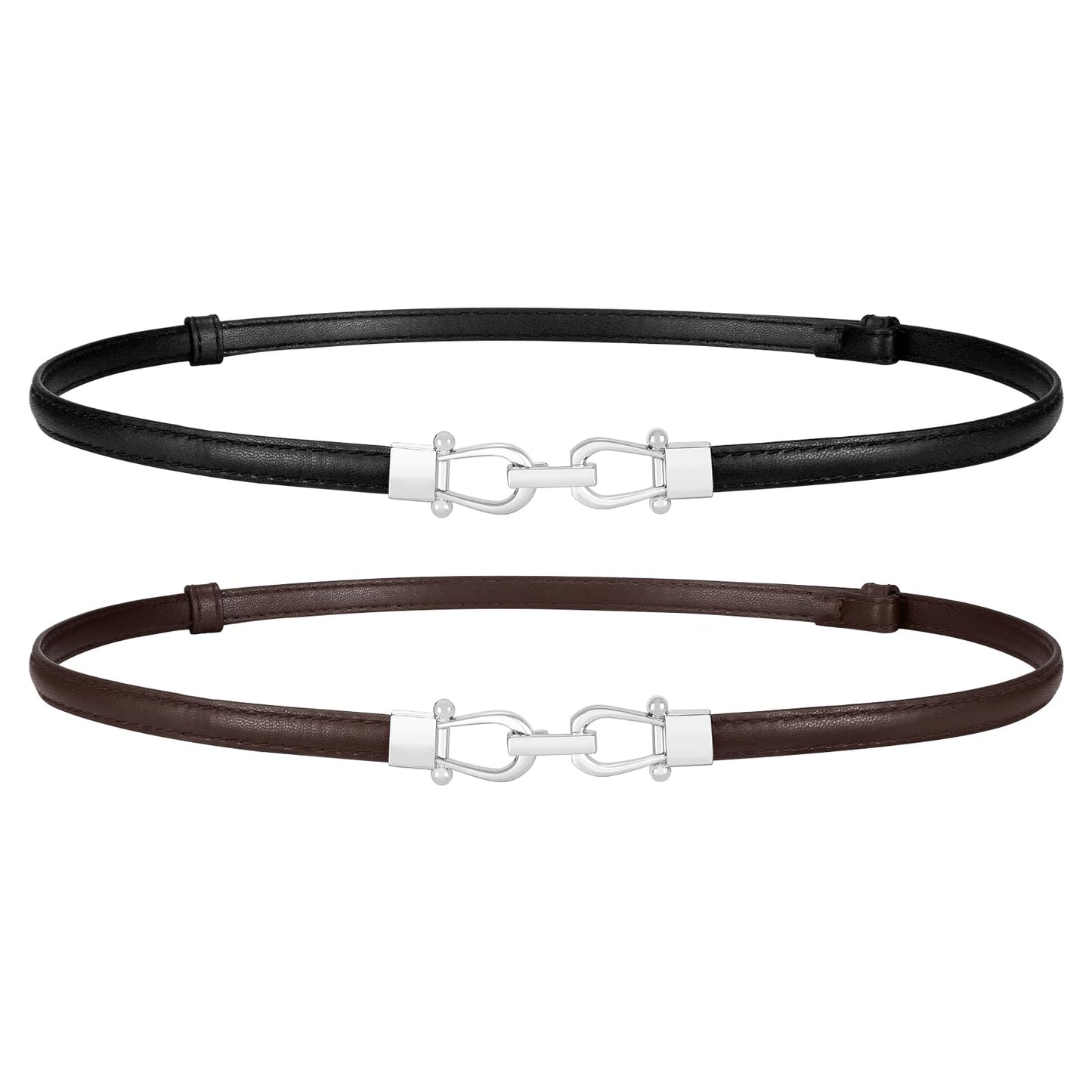 HOTWERFORU Women Classic Leather Belt With Square Gold Silver Buckle For Jeans Pants