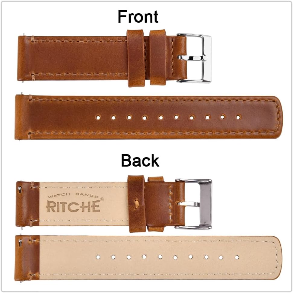 HOTRitche Christmas Gift Quick Release Leather Watch Band Leather Watch Strap 18mm 19mm 20mm 21mm 22mm 23mm or 24mm for Men and Women, White Elephant Gifts, Stocking Stuffers For Men
