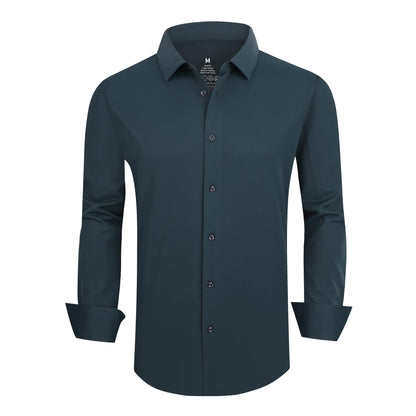 HOTSAMERM Mens Dress Shirt Stretch Wrinkle Free Casual Button Down Shirts | 4-Way Stretch & Moisture Wicking Performance Shirt for Business, Wedding, Work, Church, Easy Care Lightweight & Breathable