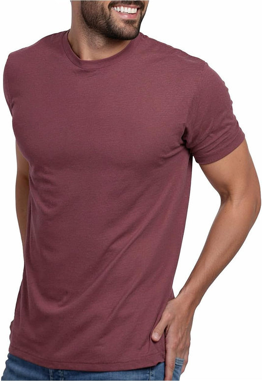 HOTMens T Shirts Soft Cotton Crew Neck Athletic Fit Casual Tees S-4XL | Soft cotton blend casual tee shirts with 4-way stretch - tag-free athletic fit for gym, work & casual wear. A go-to gift.
