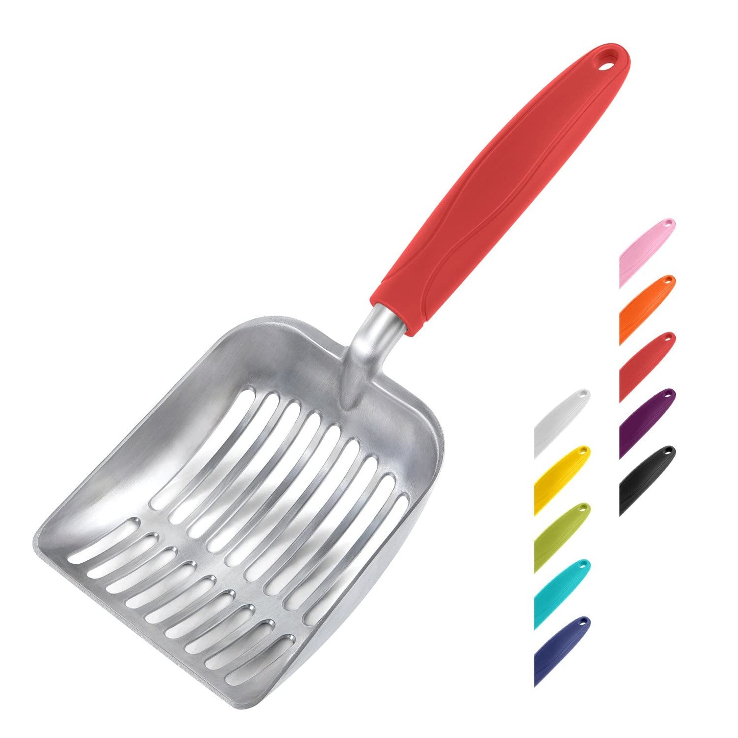 HOTWePet Cat Litter Scoop, Aluminum Alloy Sifter, Kitty Metal Scooper, Deep Shovel, Long Handle, Poop Sifting, Kitten Pooper Lifter, Durable, Heavy Duty, for Litter Box