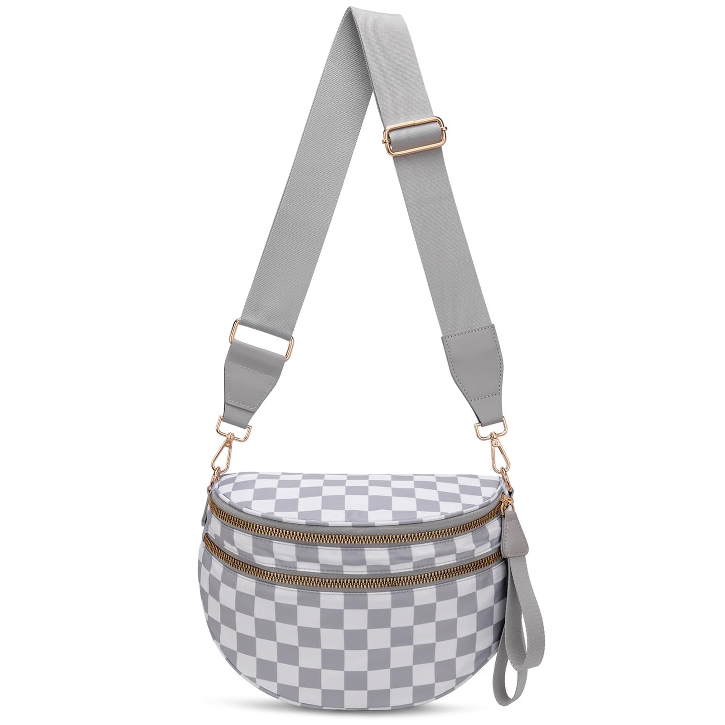 HOTPure Colour Crossbody Bum Bags for Women Spacious Checkered Cross body Bag Nylon Trendy Fanny Pack for Travel