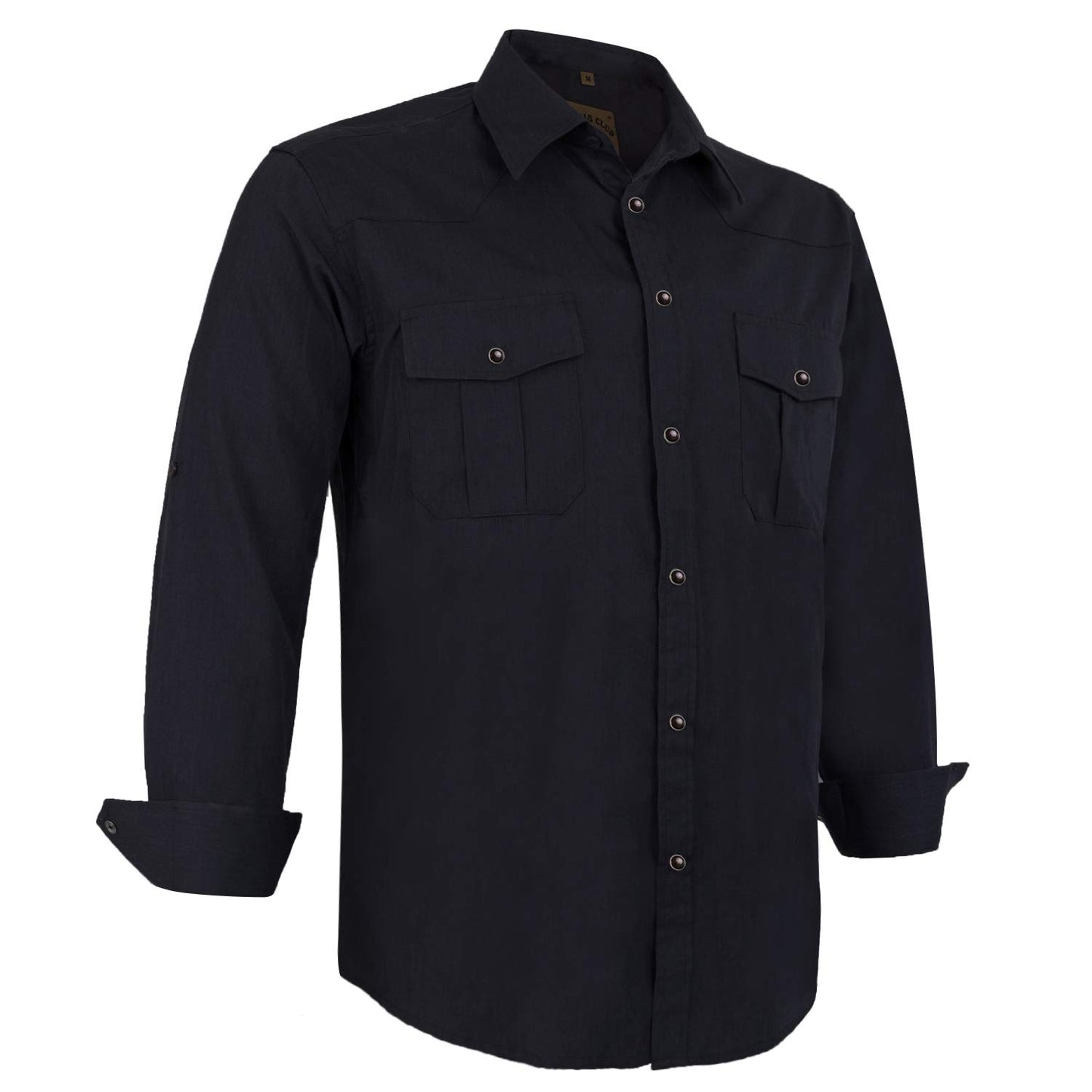 HOTCOEVALS CLUB Men's Western Pearl Snap Button Up Casual Cowboy Long Sleeve Two Pockets Work Shirts