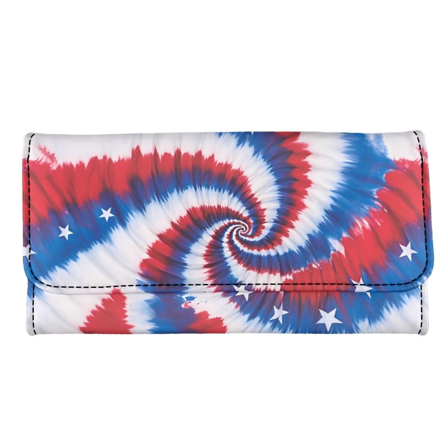 HOTLotus Mandala Women PU Leather Tri-fold Wallets Black And White Sketch Flower Zipper Pocket Buckle Money Manager Starry Sky Tall Billfold Secretary Cash Wallet