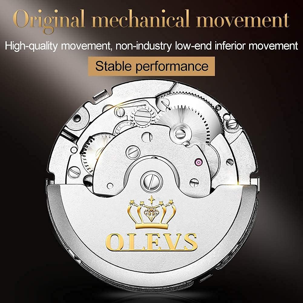 HOTOLEVS Automatic Mens Watch, Self Winding, Stainless Steel, Watch for Men | 50M Waterproof, Tourbillon Mechanical, Luxury Dress, Luminous, Calendar, 41×12mm, No Battery, Automatic Movement