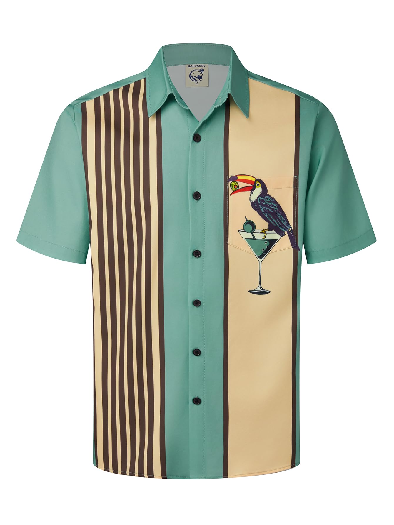 HOTHardaddy Men's Vintage Bowling Shirt Short Sleeve Button Down Hawaiian Summer Beach Printed Casual Shirts