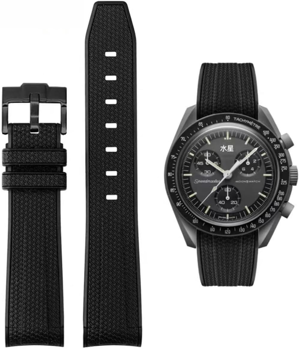 HOTBands for Moonswatch Watch Rubber for Omega x Swatch MoonSwatch 20mm Rolex Seiko Watch Silicone Men with Stainless Steel Replacement Bracelet Original Bracelet Omega x Swatch MoonSwatch Speedmaster