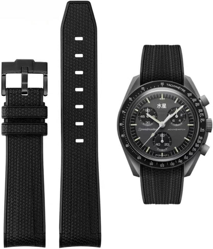 HOTBands for Moonswatch Watch Rubber for Omega x Swatch MoonSwatch 20mm Rolex Seiko Watch Silicone Men with Stainless Steel Replacement Bracelet Original Bracelet Omega x Swatch MoonSwatch Speedmaster