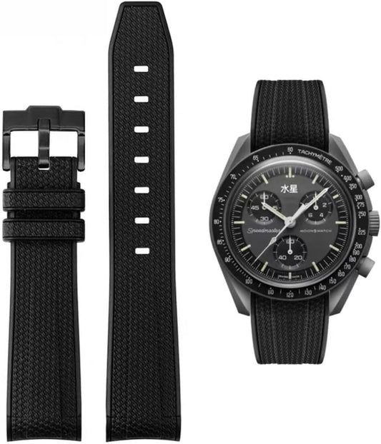 HOTBands for Moonswatch Watch Rubber for Omega x Swatch MoonSwatch 20mm Rolex Seiko Watch Silicone Men with Stainless Steel Replacement Bracelet Original Bracelet Omega x Swatch MoonSwatch Speedmaster