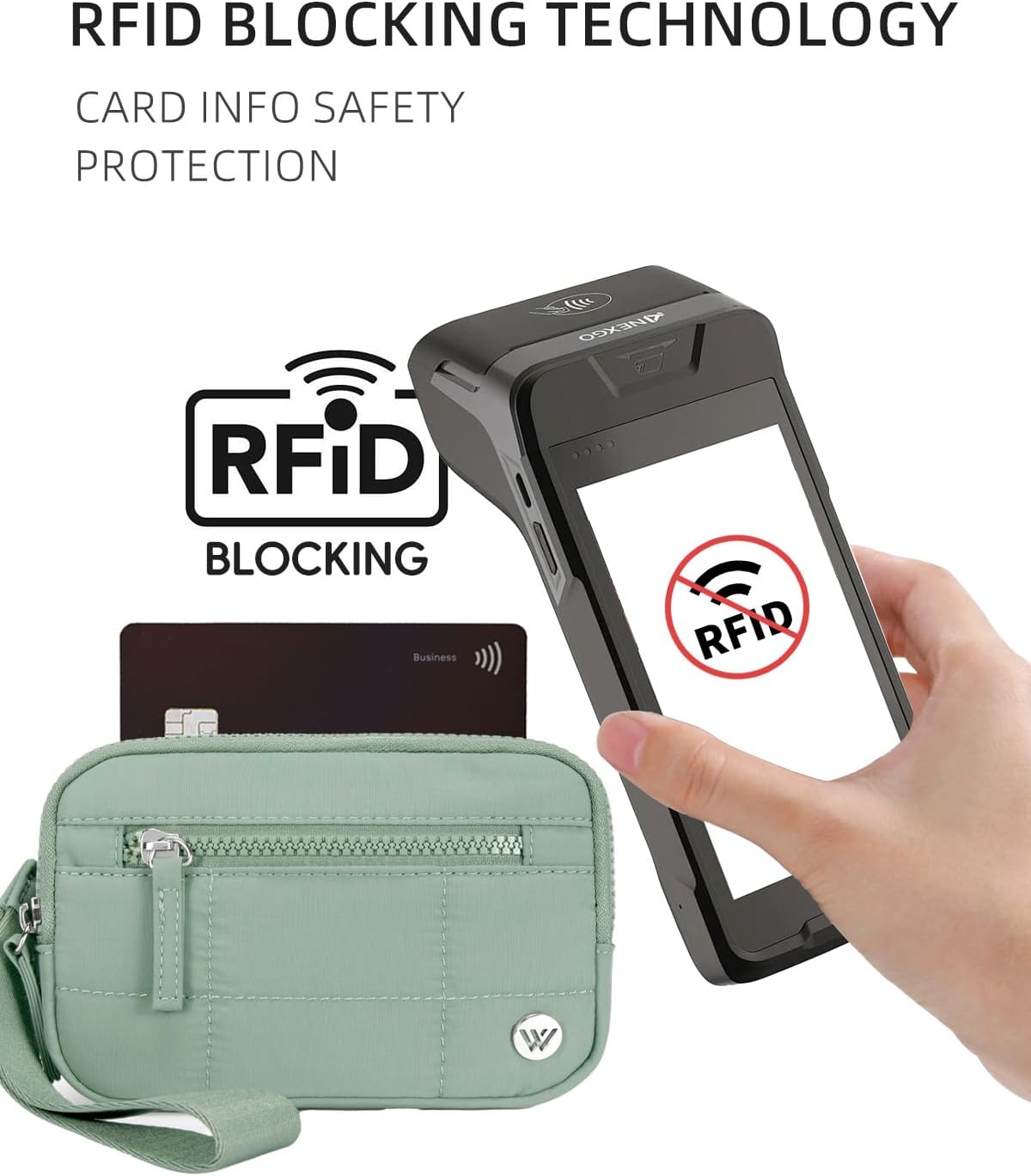HOTWESTBRONCO Wristlet Wallets for Women Nylon Quilted RFID Wallet with 3 Zipper, Puffer Small Wallet for Women RFID Blocking Card Holder Wallets