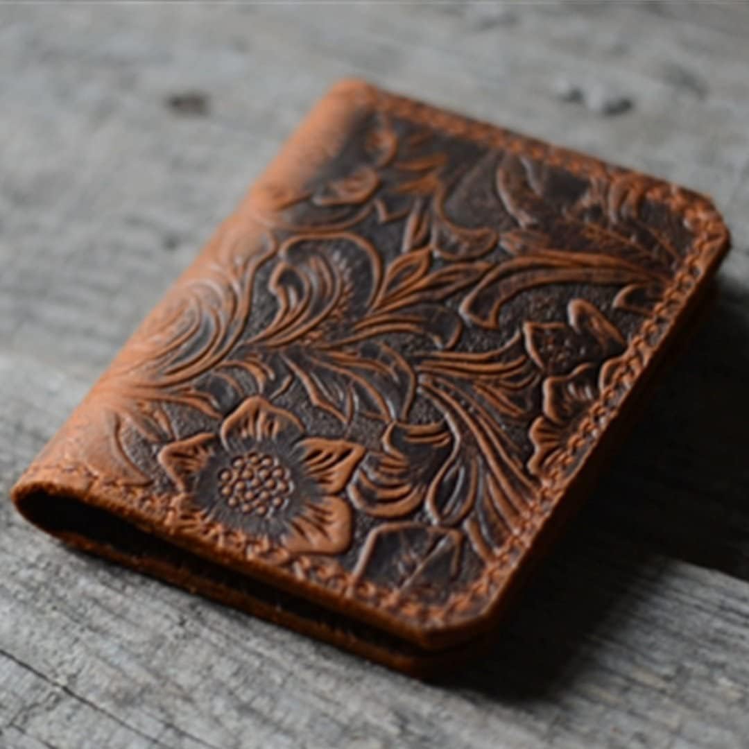 HOTPersonalized handmade Minimalist Bifold Wallet, Men's Minimalist Card Holder Distressed Leather Wallet