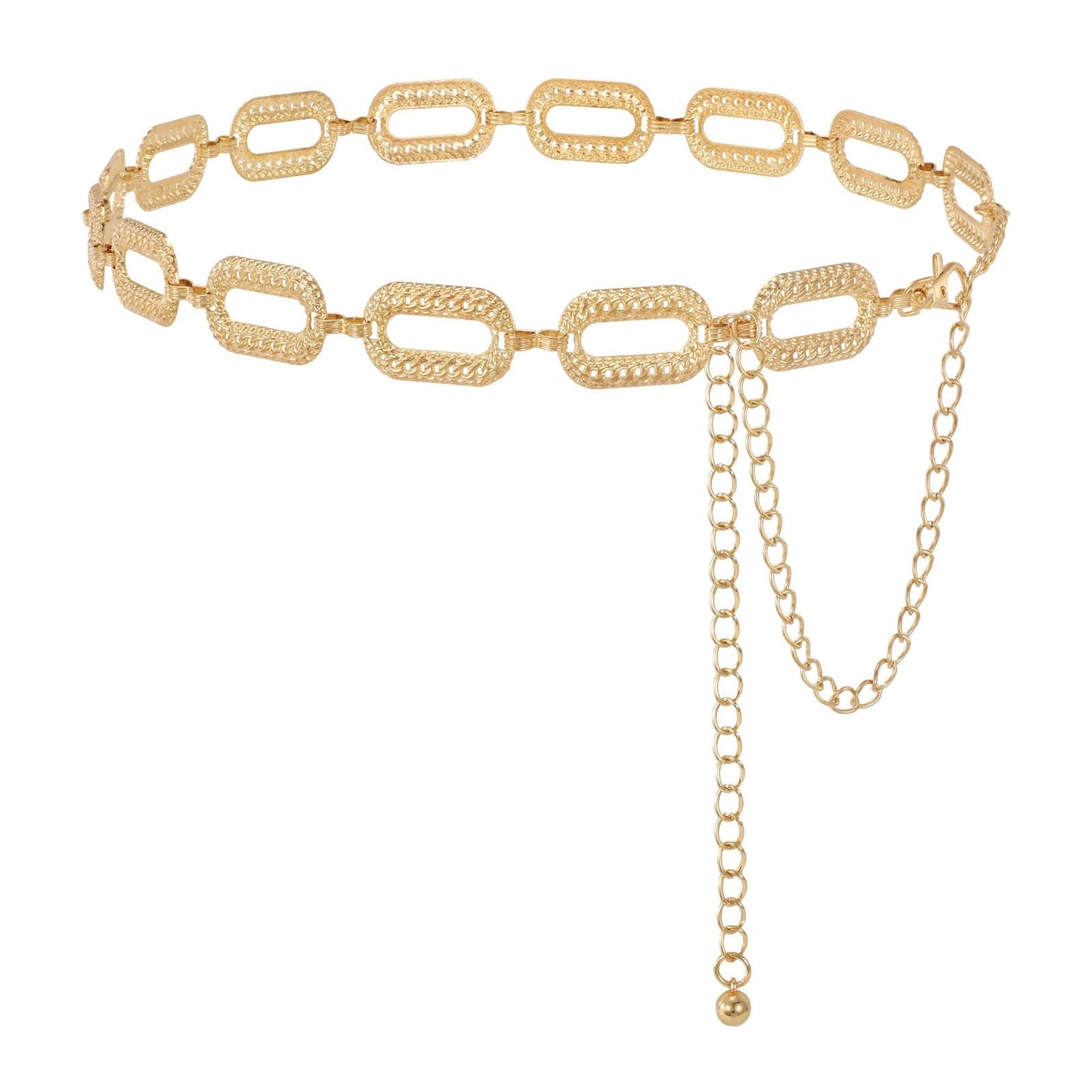 HOTWHIPPY Metal Waist Chain Belt Women Adjustable Body Link Belts Ladies Fashion Chain for Jeans Dress