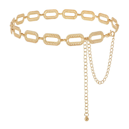 HOTWHIPPY Metal Waist Chain Belt Women Adjustable Body Link Belts Ladies Fashion Chain for Jeans Dress