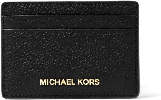HOTMichael Kors Women's Jet Set Card Holder, Gold-Tone Hardware/Black, One Size