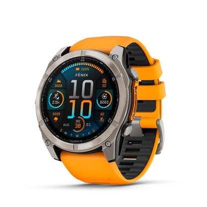 HOTGarmin fēnix® 8 – 43mm, AMOLED, Premium Multisport GPS Smartwatch, Long-Lasting Battery Life, Dive-Rated, Built-in LED Flashlight, Silver with Whitestone Band | Garmin Fēnix 8 43mm Amoled GPS Multisport Watch, 1.3 416×416, LED Flashlight, Dive-Rated 10
