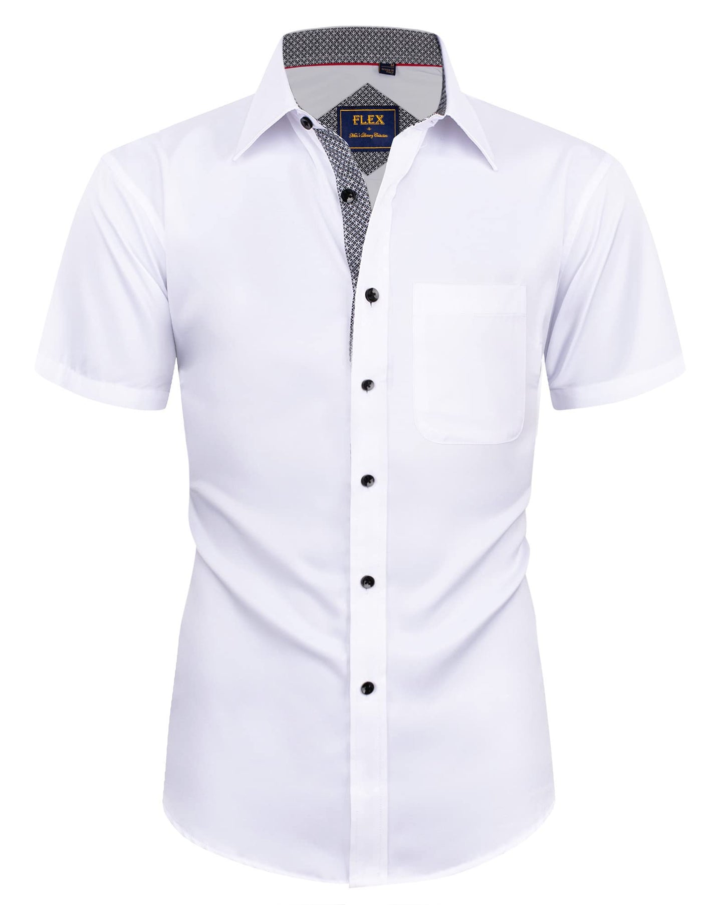 HOTAlimens & Gentle Mens Short Sleeve Dress Shirts Wrinkle Free Solid Casual Button Down Shirts with Pocket