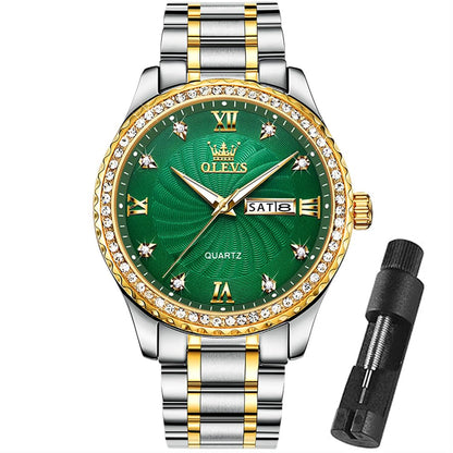 HOTOLEVS Mens Gold Watches Waterproof Stainless Steel Lightweight Watch with Date Classic Luxury Dress Watch for Men Gold White Blue Green Dial