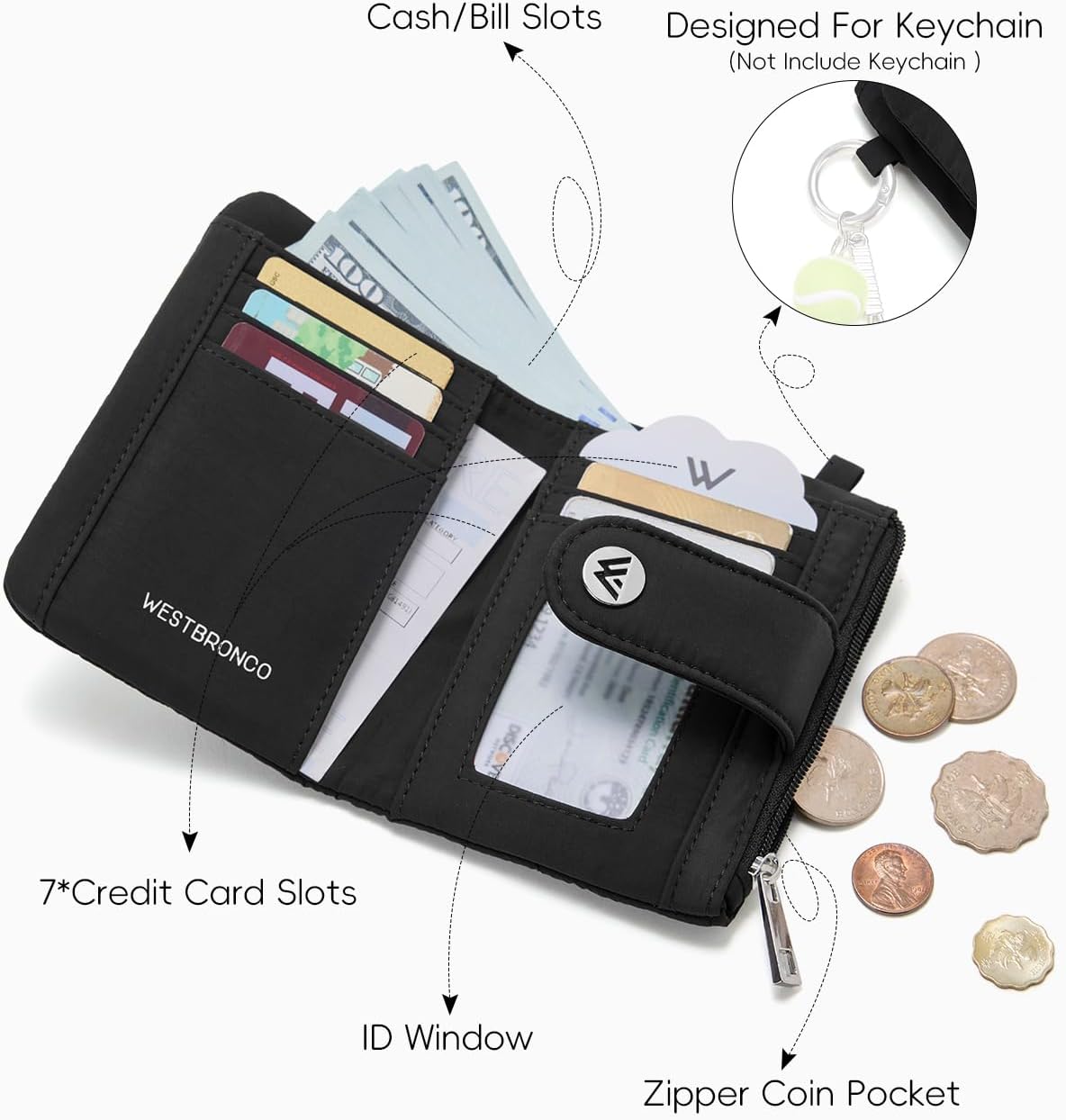 HOTWESTBRONCO Puffer Small Wallet for Women RFID Blocking Card Holder Wallets, Womens Bifold Wallet with Zipper Coin Pocket & ID Window