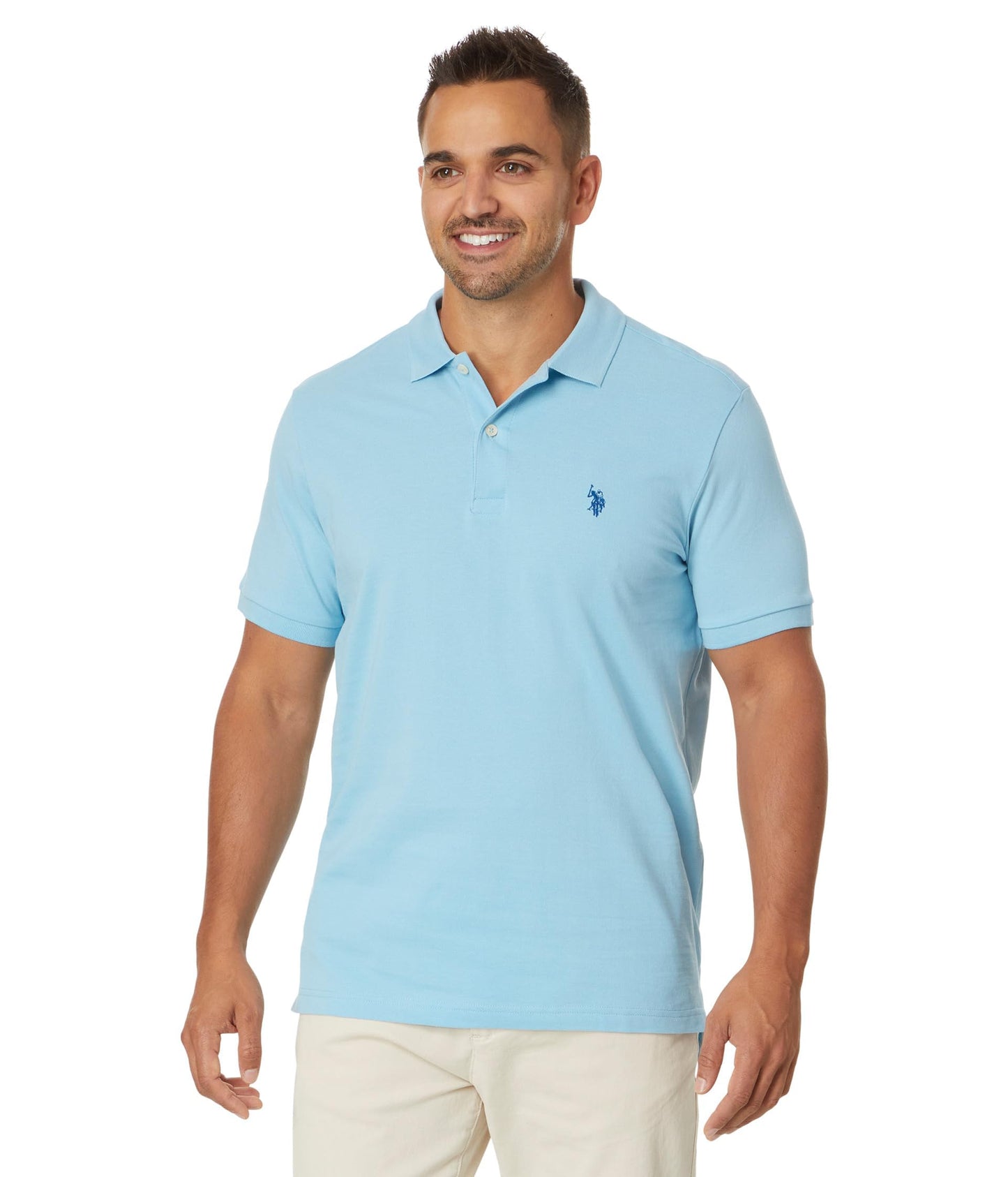 HOTU.S. Polo Assn. Men's Classic Polo Shirt, Two-Button Closure Pique Polo Shirt, Summer Fashion Golf Shirt | Two-Button Closure Pique Polo Shirt, Summer Fashion Golf Shirt