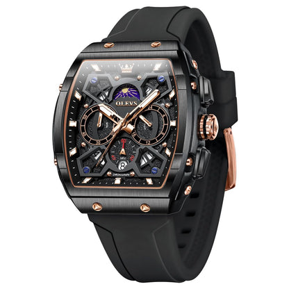 HOTOLEVS Watch Men Luxury Casual Square Skeleton Chronograph Watches