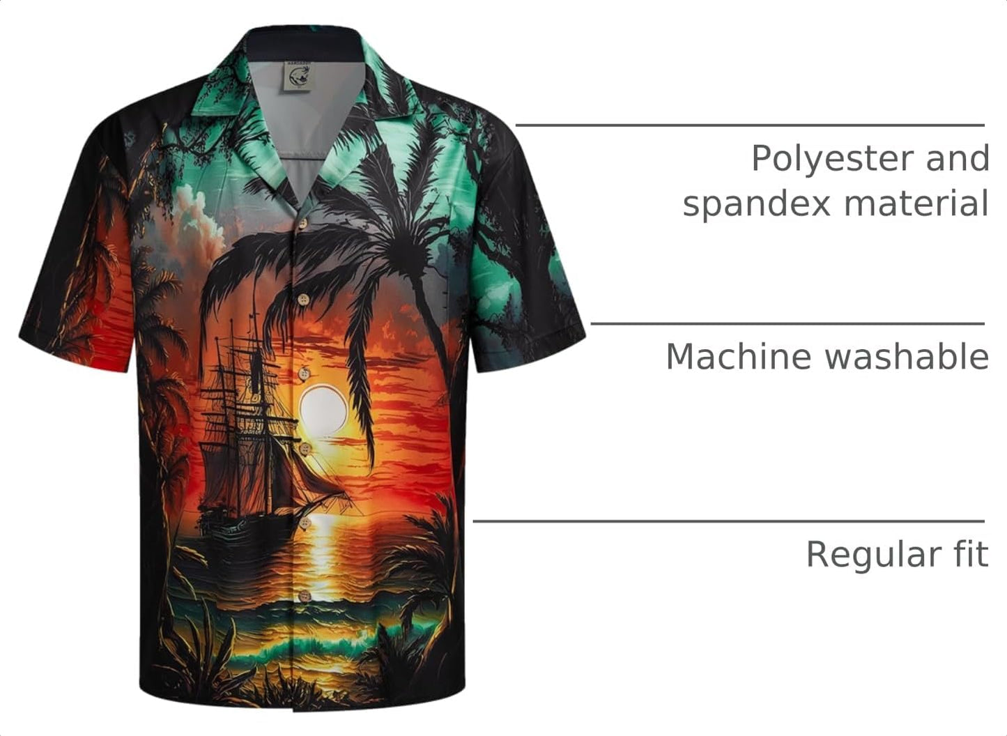 HOTHardaddy Men's Hawaiian Shirt Short Sleeves Coconut Printed Button Down Summer Beach Casual Shirts