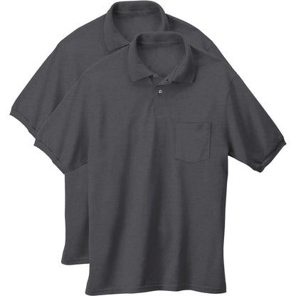 HOTHanes Men's Short Sleeve Jersey Pocket Polo (Pack of 2)