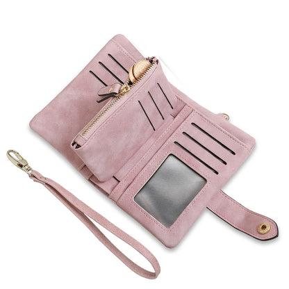 HOTAOXONEL Women's Small Bifold Leather wallet Rfid blocking Ladies Wristlet with Card holder id window Coin Purse