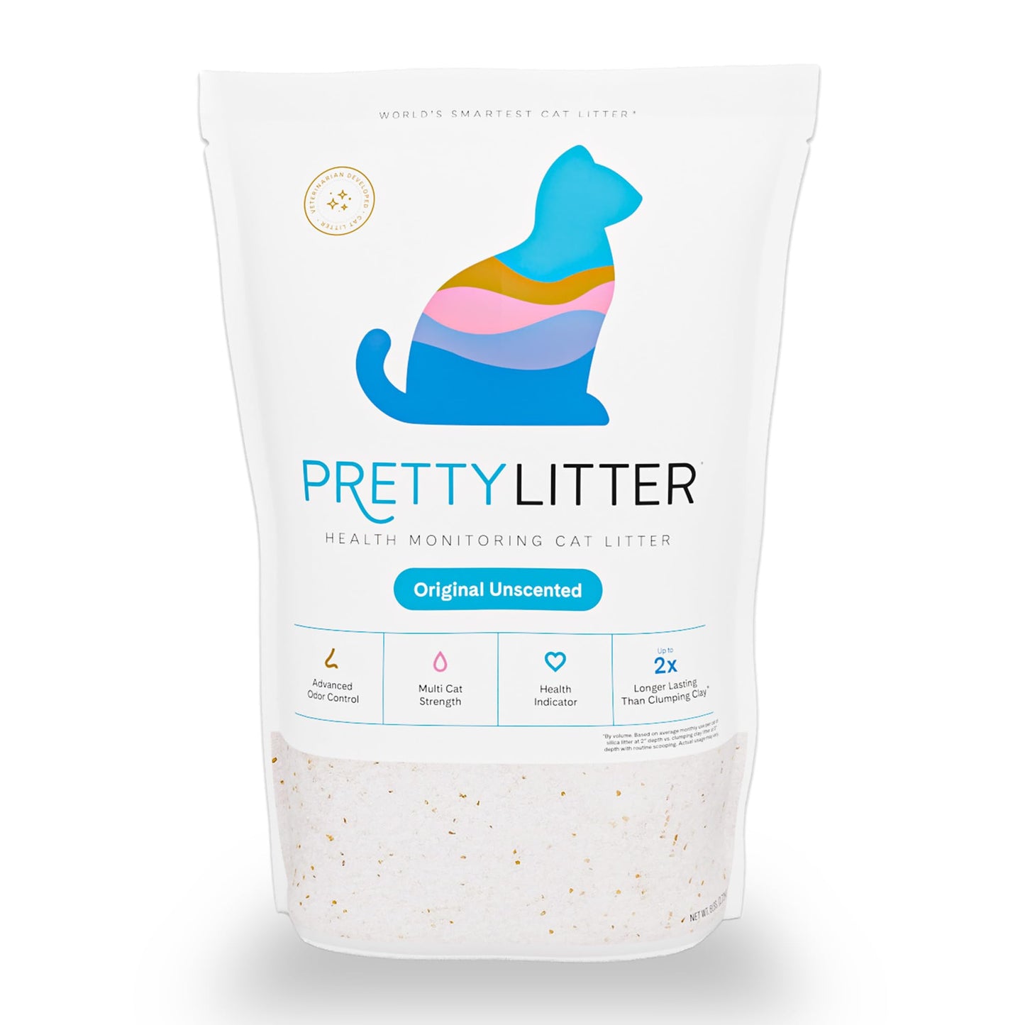 HOTPrettyLitter Health Monitoring Cat Litter (Unscented, Non Clumping) | Lightweight & Low Tracking, Color Changing Silica Gel Crystals, Advanced Odor Control — 6 Lbs, Pack of 2 (Up to 2 Month Supply)
