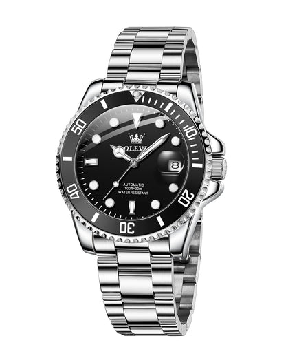 HOTOLEVS Men's Casual Stainless Steel Watch, Big Face Easy to Read Analog Quartz Watch with Day and Date, Classic Waterproof Diamond Roman Arabic Numeral Dial Dress Watch for Men, Gold Silver Black Band