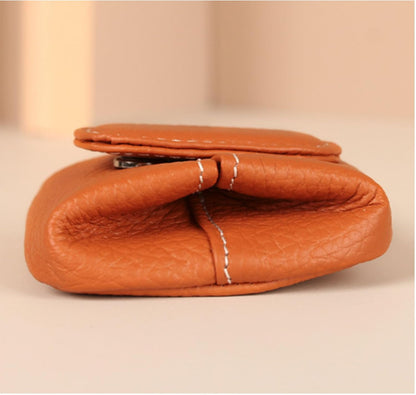 HOTMini Lychee Pattern Coin Purse, Compact Daily Use Change Purse with Zipper & Keychain, Cute Casual Leather Storage Bag (light purple)