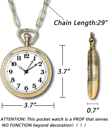 HOTHoncloud 3.7'' Gold Pocket Watch Prop Themed Costume Accessory | NO FUNCTION For Halloween Cosplay Costume Parties Theater Shows And Themed Events