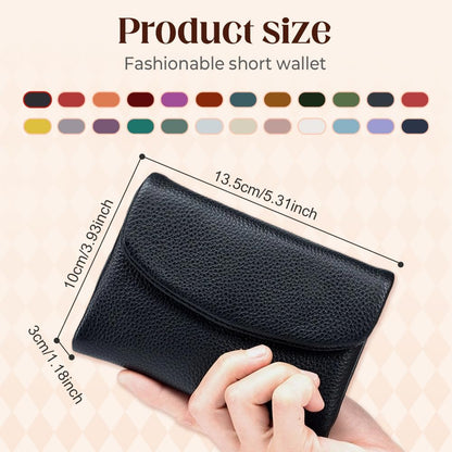 HOTLECDOA Unisex Pebble Leather Wallet, Short Genuine Leather Coin and Card Wallet, Small Wallets for Women, Suitable for Coins and Cards (#15)