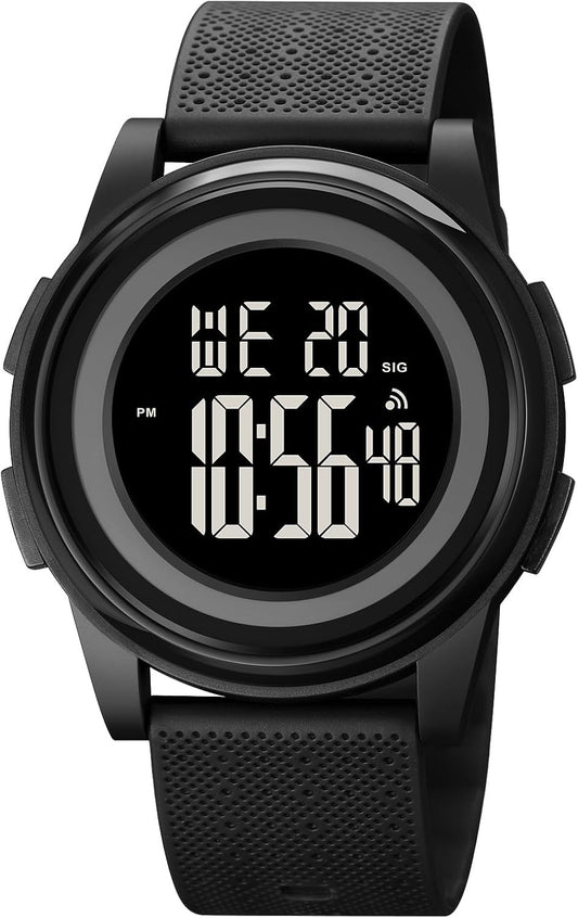 HOTOLAZONE Digital Watches Men Ultra-Thin Minimalist Sports Waterproof with Wide-Angle Display Rubber Strap Wrist Watch for Men