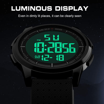 HOTGOLDEN HOUR Ultra-Thin Minimalist Sports Waterproof Digital Watches Men with Wide-Angle Display Rubber Strap Wrist Watch for Men Women