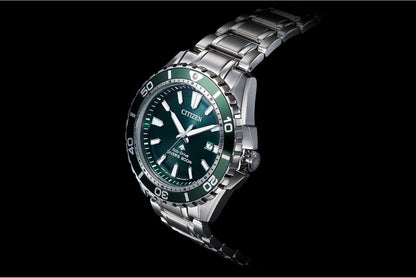 HOTCitizen Men's Promaster Sea Eco-Drive Stainless Steel Watch, 3-Hand Date, One-Way Rotating Bezel, ISO Compliant, Luminous Hands and Markers