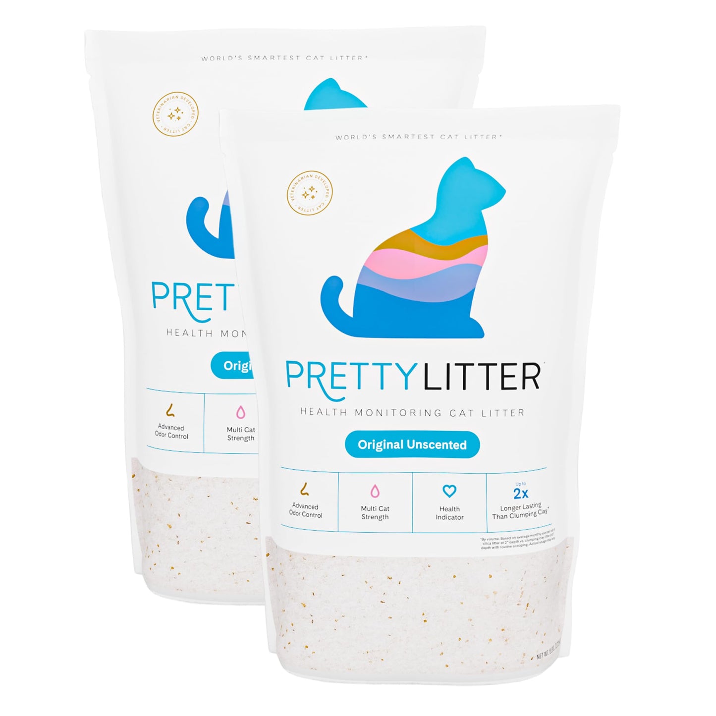 HOTPrettyLitter Health Monitoring Cat Litter (Unscented, Non Clumping) | Lightweight & Low Tracking, Color Changing Silica Gel Crystals, Advanced Odor Control — 6 Lbs, Pack of 2 (Up to 2 Month Supply)