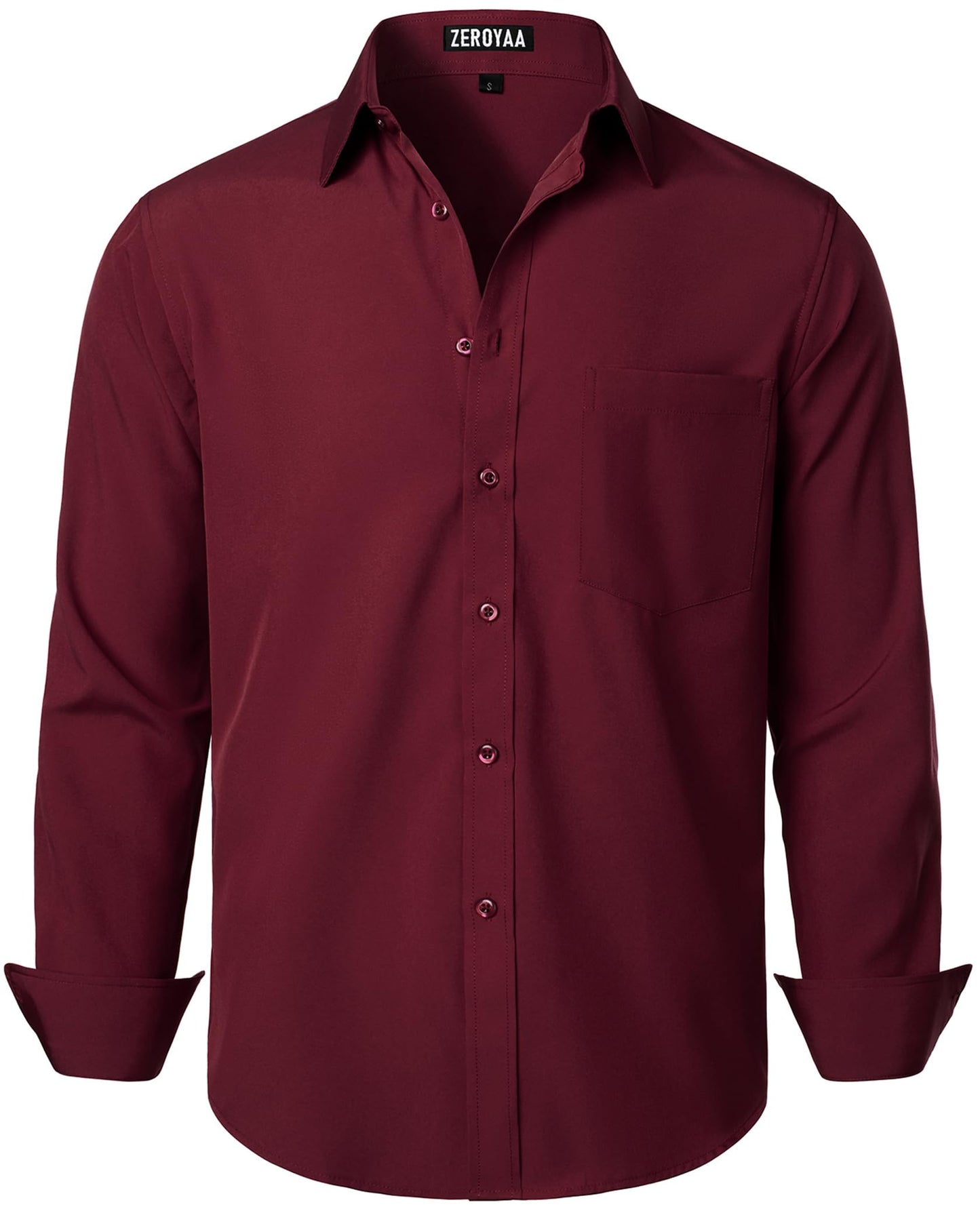 HOTZEROYAA Men's Regular Fit Dress Shirt Solid Wrinkle-Free Long Sleeve Casual Business Button Up Shirts with Pocket