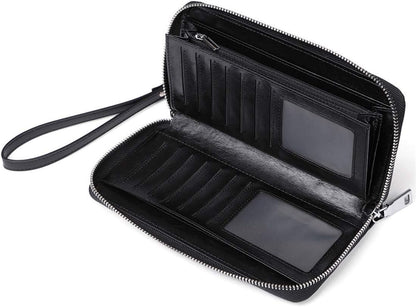 HOTWallets for Women RFID Blocking Leather Zip Around Wristlet Clutch Travel Purse