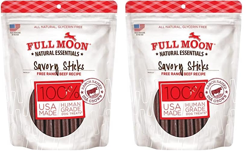 HOTFull Moon All Natural Human Grade Dog Treats, Essential Beef Savory Sticks, 22 Ounce, 1.375 Pound (Pack of 1)