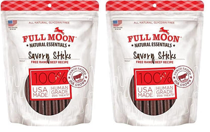 HOTFull Moon All Natural Human Grade Dog Treats, Essential Beef Savory Sticks, 22 Ounce, 1.375 Pound (Pack of 1)