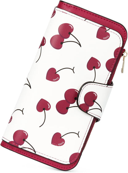 HOTCLUCI Cherry Wallet for Women Bundles with Wallet for Women
