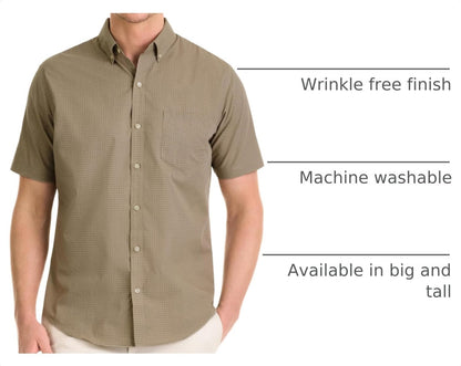 HOTVan Heusen Mens Wrinkle Free Short Sleeve Button Down Check Shirt