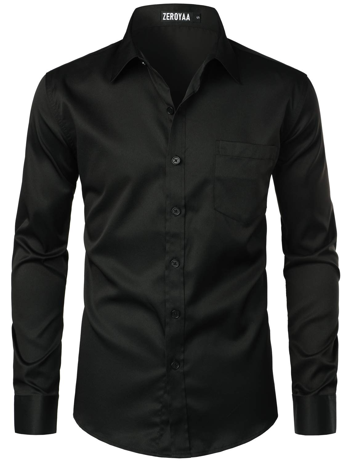 HOTZEROYAA Men's Urban Stylish Casual Business Slim Fit Long Sleeve Button Up Dress Shirt with Pocket