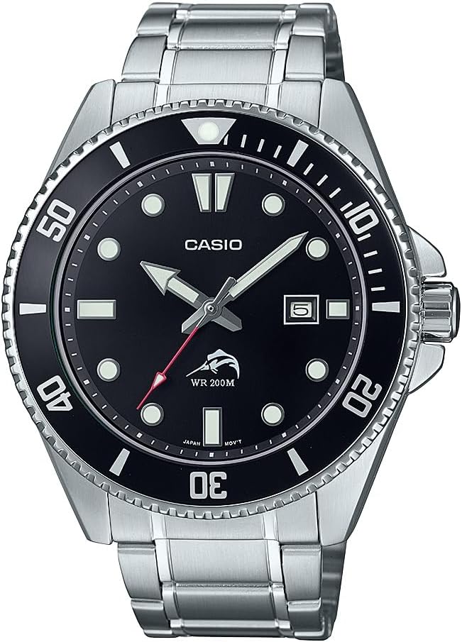 HOTCasio Classic Diver Stainless Steel Watch Date Indicator MDV-106DD-1A1VCF, Black/Silver