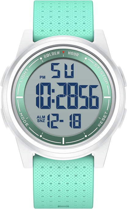 HOTGOLDEN HOUR Ultra-Thin Minimalist Sports Waterproof Digital Watches Men with Wide-Angle Display Rubber Strap Wrist Watch for Men Women