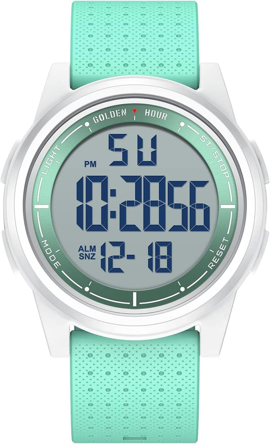 HOTGOLDEN HOUR Ultra-Thin Minimalist Sports Waterproof Digital Watches Men with Wide-Angle Display Rubber Strap Wrist Watch for Men Women
