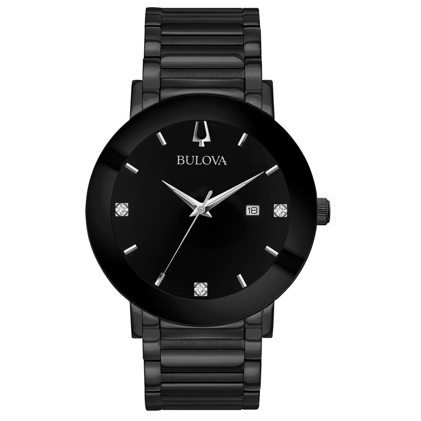HOTBulova Men's 3-Hand Quartz Watch with Diamond Dial and Edge to Edge Crystal