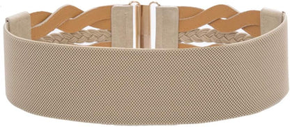 HOTGRACE KARIN Wide Belts for Women Elastic Waist Belt | 3 inch wide stretchy waistband, Woven design, Golden buckle, For dresses skirt, Vintage casual boho western style