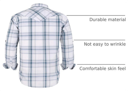 HOTCOEVALS CLUB Men's Western Pearl Snap Button Up Casual Cowboy Long Sleeve Two Pockets Work Shirts